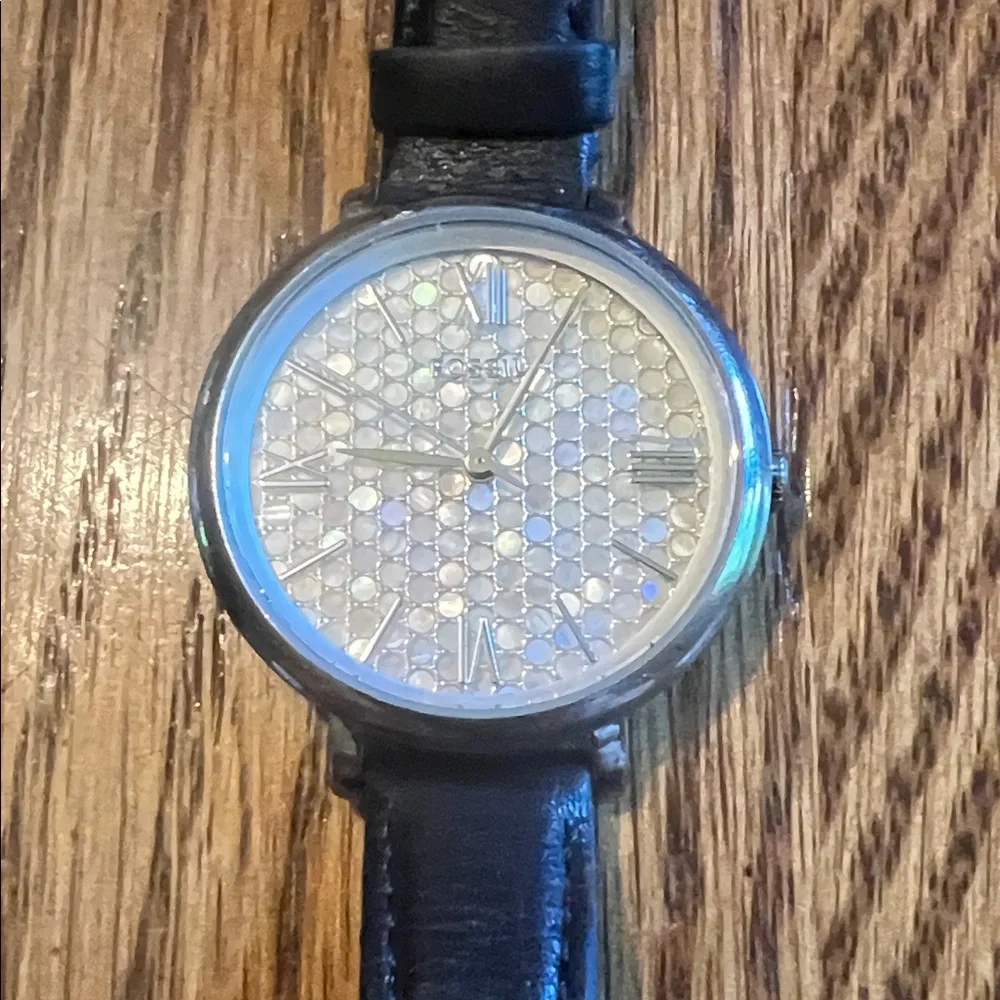 Fossil mosaic face Silver and Black Women's Watch